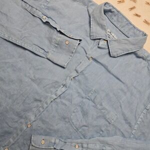 Peter Millar XL Mens Light Blue 100% Linen Button Down Shirt Long Sleeve